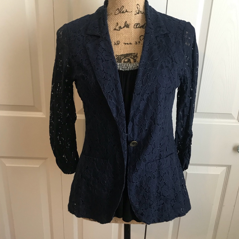 Eyeshadow Navy Lace Blazer
